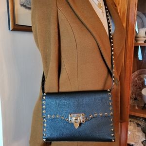 Valentino Garavani Rockstud Leather Crossbody Shoulder Black bag